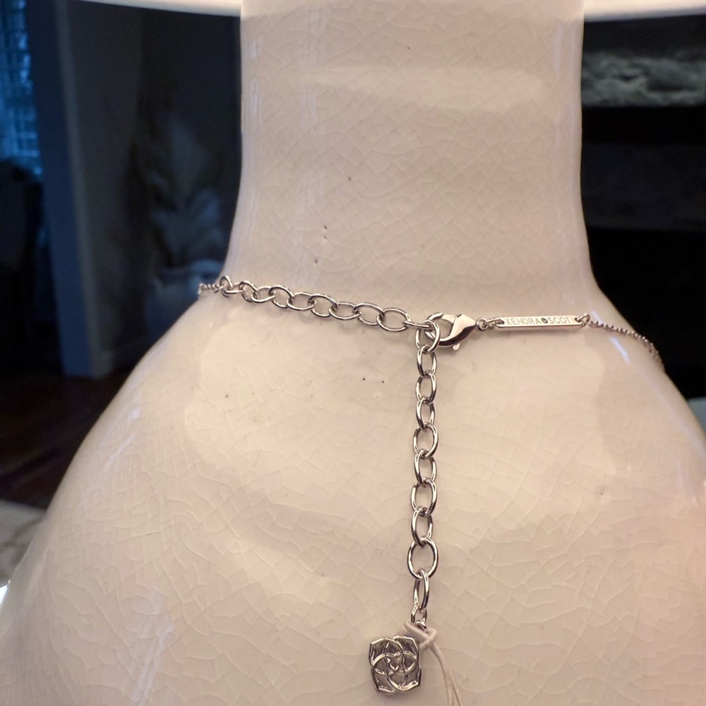 Kendra Scott Silver Layered Crystal Triangle Necklace NWT - Picture 7 of 15